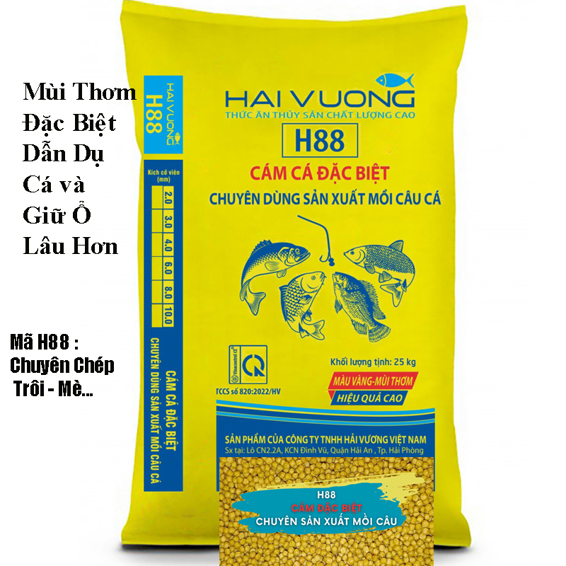 ( Bao 25Kg ) Cám Thơm Đặc Biệt H88 - Làm Mồi Câu Cá Công Ty Hải Vương, Chuyên Dùng Câu Cá Chép, Trôi Mè,