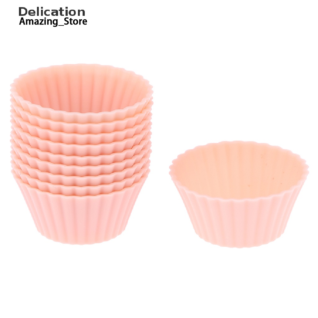 Amazing_Store 10 sets of mini circular silicone molds for making muffin cupcakes ราคา 21 บาท*ส่งฟรี