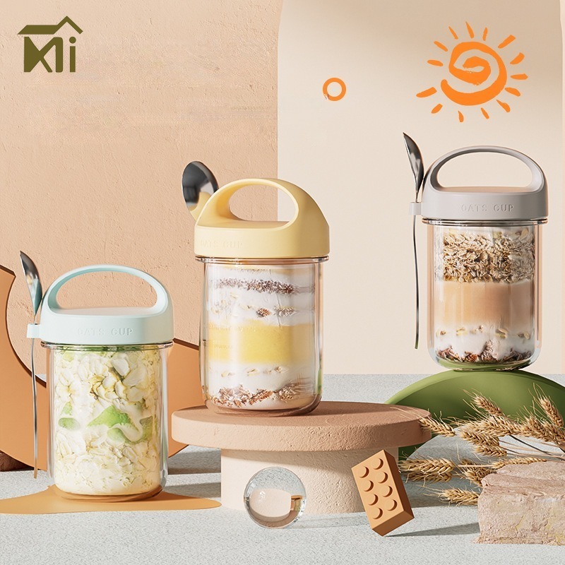 Xiaomi Life Store แก้วพร้อมฝา แก้วอาหารเช้า Light Eating แก้วน้ำแบบพกพา มีฝาปิดและช้อน ถ้วยข้าวโอ๊ต 430ml แก้วปิดผนึกแบบพกพาถ้วยซีเรียล ราคา 55 บาท*ส่งฟรี