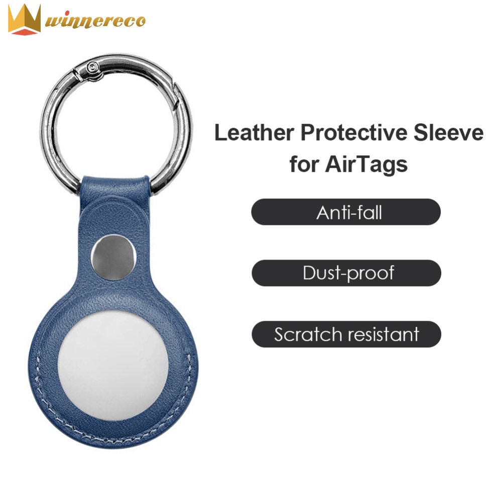 Blue PU Leather Case for Airtags GPS Tracker Keychain Protective Cover Stylish and Durable for Car and Bag Locator Accessories ราคา 126 บาท*ส่งฟรี