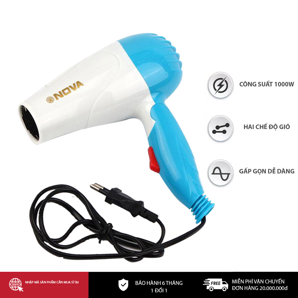 Máy sấy tóc mini Nova, máy sấy tóc mini công suất 1000W, mấy sấy tóc mini gia đình BH12T