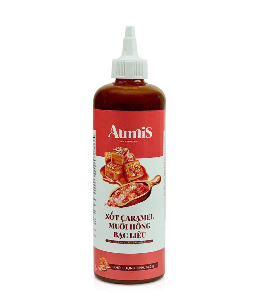 Sốt Aumis caramel muối hồng chai 640g