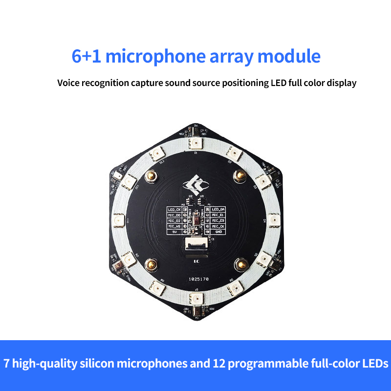(KYEU) 6+1 I2S Microphone Array Module Voice Recognition Programable RGB LED Display K210 Developmen