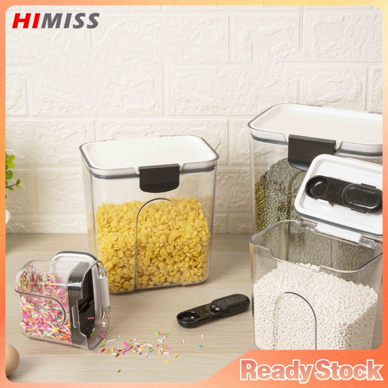 Baking Storage Set With Hinge Lids, Measurement Markers Clear Baking Containers, Airtight Flip Over Kitchen Storage Box For Pantry, Kitchen Dry Food ราคา 254 บาท*ส่งฟรี