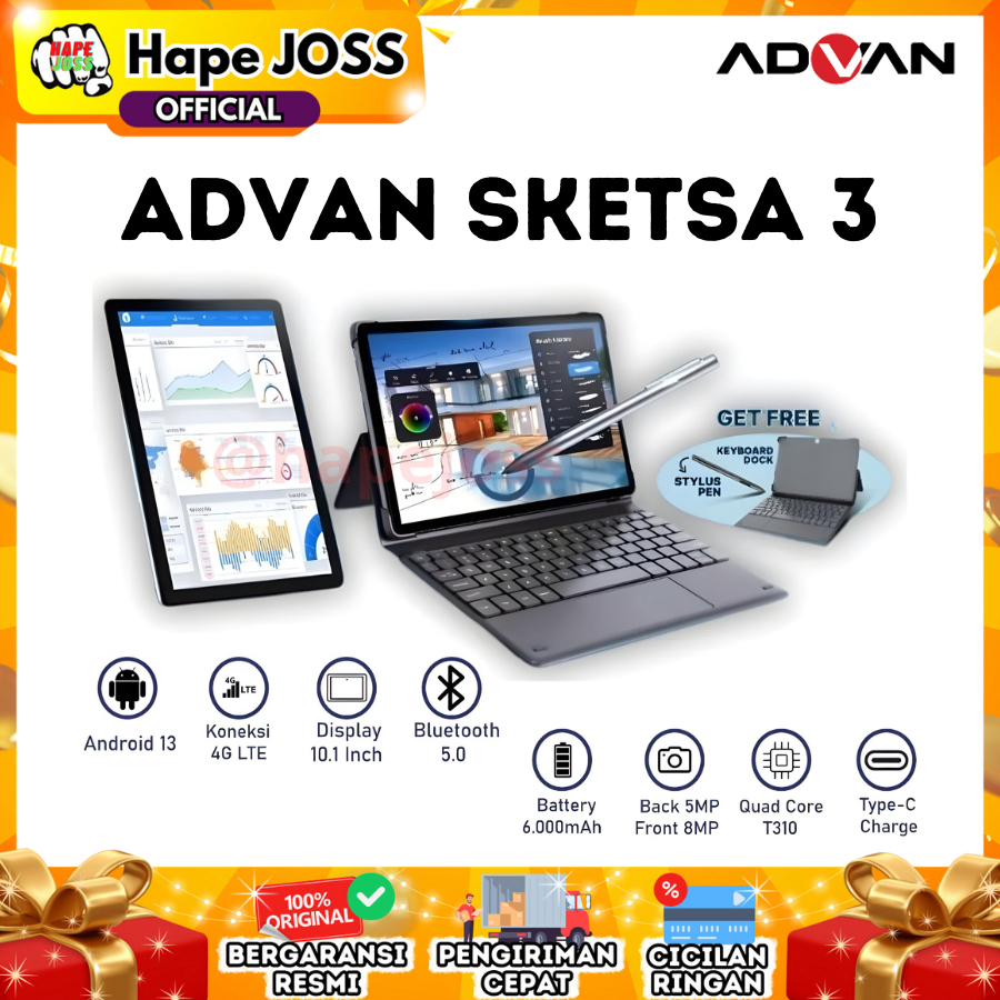 Advan Tab Sketsa 3 LTE 8/128GB Free keyboard + stylus Garansi Resmi Harga  2,599,000 Ringgit*Penghantaran Percuma