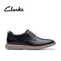 Clarks Mens Brantin Plain Derby Shoes Black Leather - Wide Fit