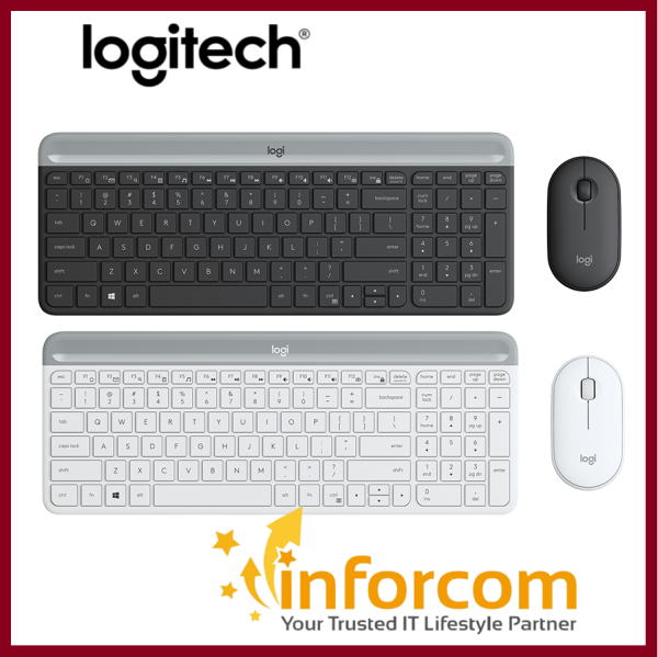 【PROMO】Logitech MK470 Wireless Compact Quiet Ultra Slim Combo Keyboard and Mouse Off White Graphite Black MK 470 ( Play Games Music Business Office Work From Home Based Learning, Travel Audio Video Conferencing ) Singapore