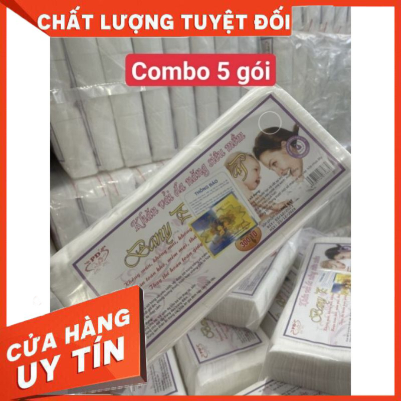 ♥️sỷ 5 gói♥️ khăn vải khô đa năng phú đạt tinh khiết 99%