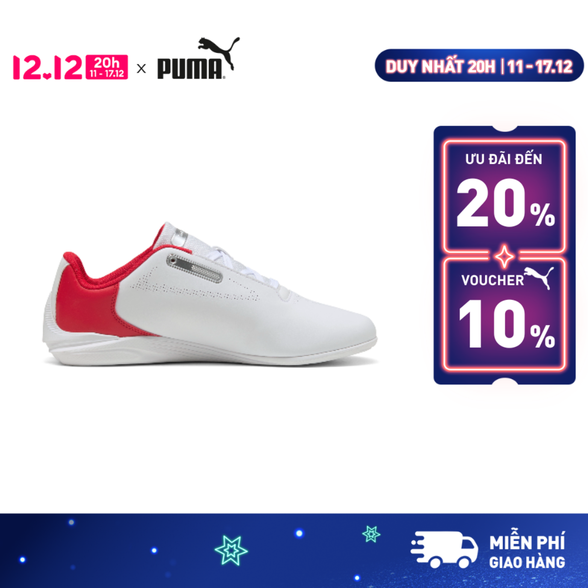 Giày Thể Thao Motor PUMA Unisex Ferrari Drift Cat Decima 2.0 Màu Trắng