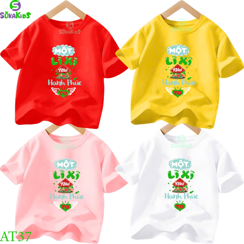 Combo 3 Áo thun tếtlì xì cho bé trai,gái hình in xuân cho bé 6-29kg.AT37