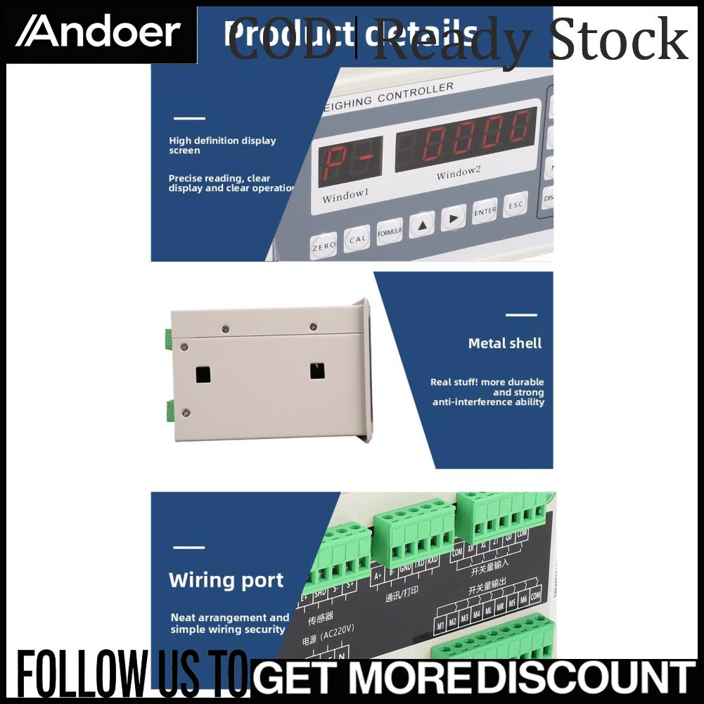 Andoer เครื่องควบคุมการชั่งน้ำหนัก Power Off Guard Load Cell Indicator การสอบเทียบอัตโนมัติมัลติฟังก์ชั่นสำหรับสถานี Asphalt ราคา 12,319 บาท*ส่งฟรี