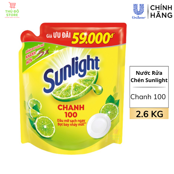 Nước Rửa Chén Bát Sunlight Chanh Vàng 100 - Túi 2.6KG