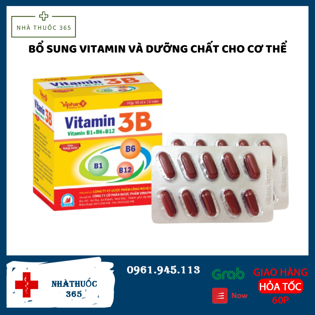 Viên uống Vitamin 3B B1 B6 B12 VIPHAR hộp 100 viên