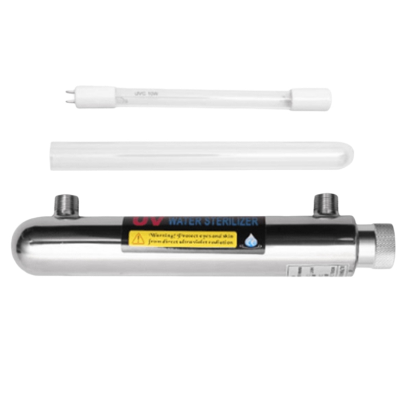 12W Stainless Steel UV Water Sterilizer Ultraviolet Tube Lamp Direct Drink Disinfection Filter Aquarium Fish Tank Water Purifier EU Plug