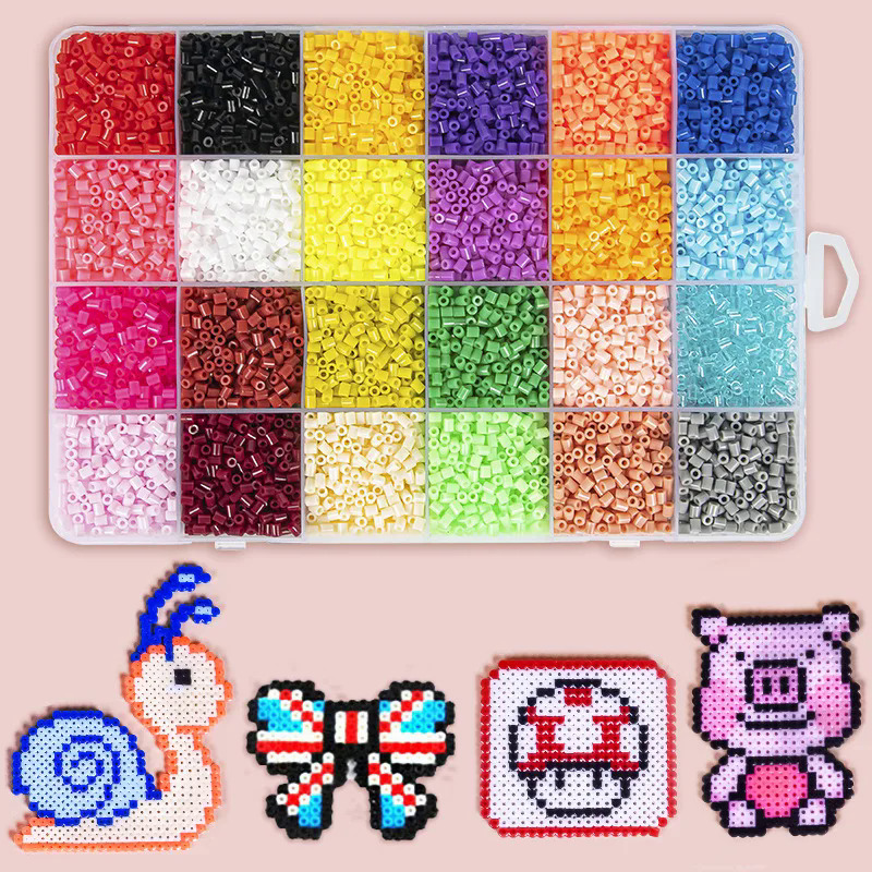 Ready Stock】DIY Perler Fuse Beads Kit 1800/7000/140000 PCS 5.5mm or 2.6mm  Craft Bead Set Creative Educational DIY Toy With Iron and Accessories Gift  for Kids Adults Children