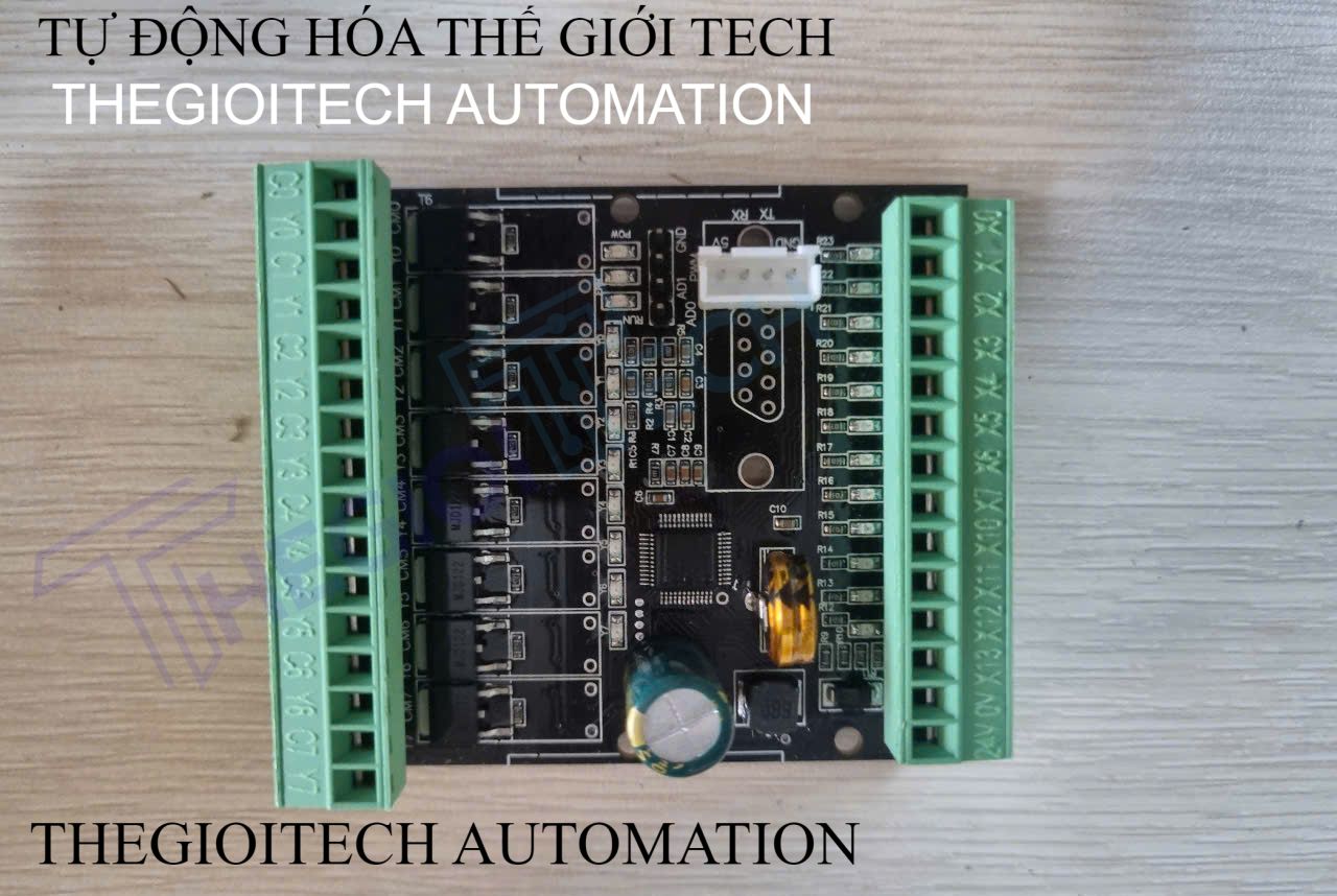 Board mạch PLC Mini PTL WS2N Mitsubishi FX2N-20MT -S, 12 In/ 8 Out transistor, TTL,RS232 9.6kbps, GX-Works 2, Analog 0-10V, có đế, DC12-24V - Mạch trần TTL