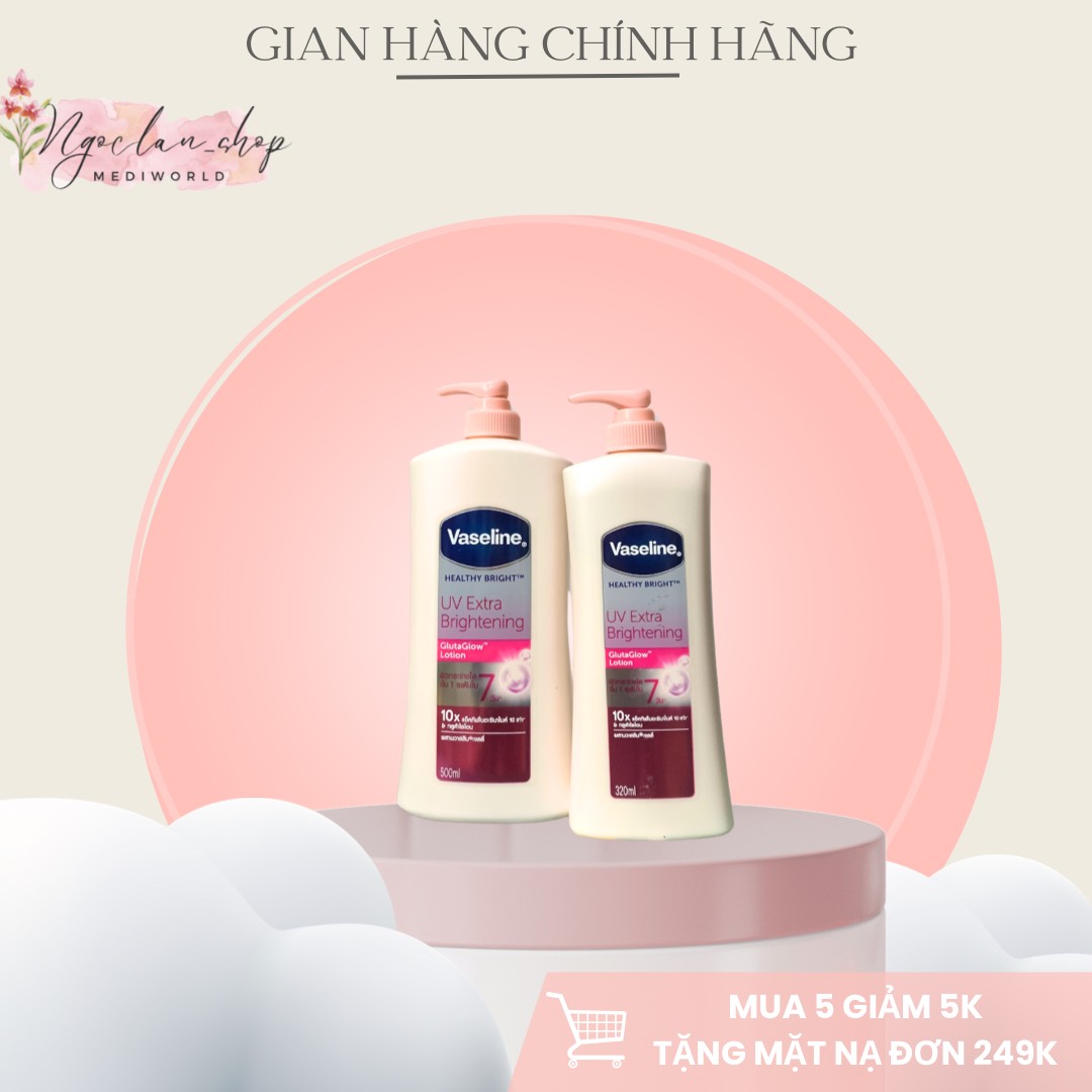 (Mẫu Mới) Sữa dưỡng thể trắng hồng Vaseline Uv Extra Brightening 10X 600ml