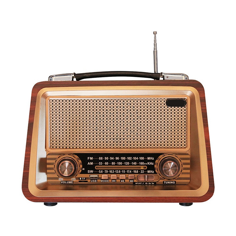Yours -Portable Wooden Retro Radio Wireless Bluetooth Speakers HIFI Stereo AM/FM Radio Player USB TF