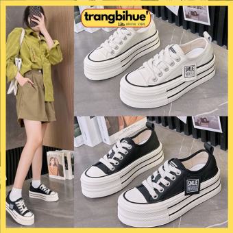 Giày Nữ Thể Thao  Vải Canvas Dây Buộc Đế Tăng Chiều Cao 5cm G6608 TRANGBIHUE