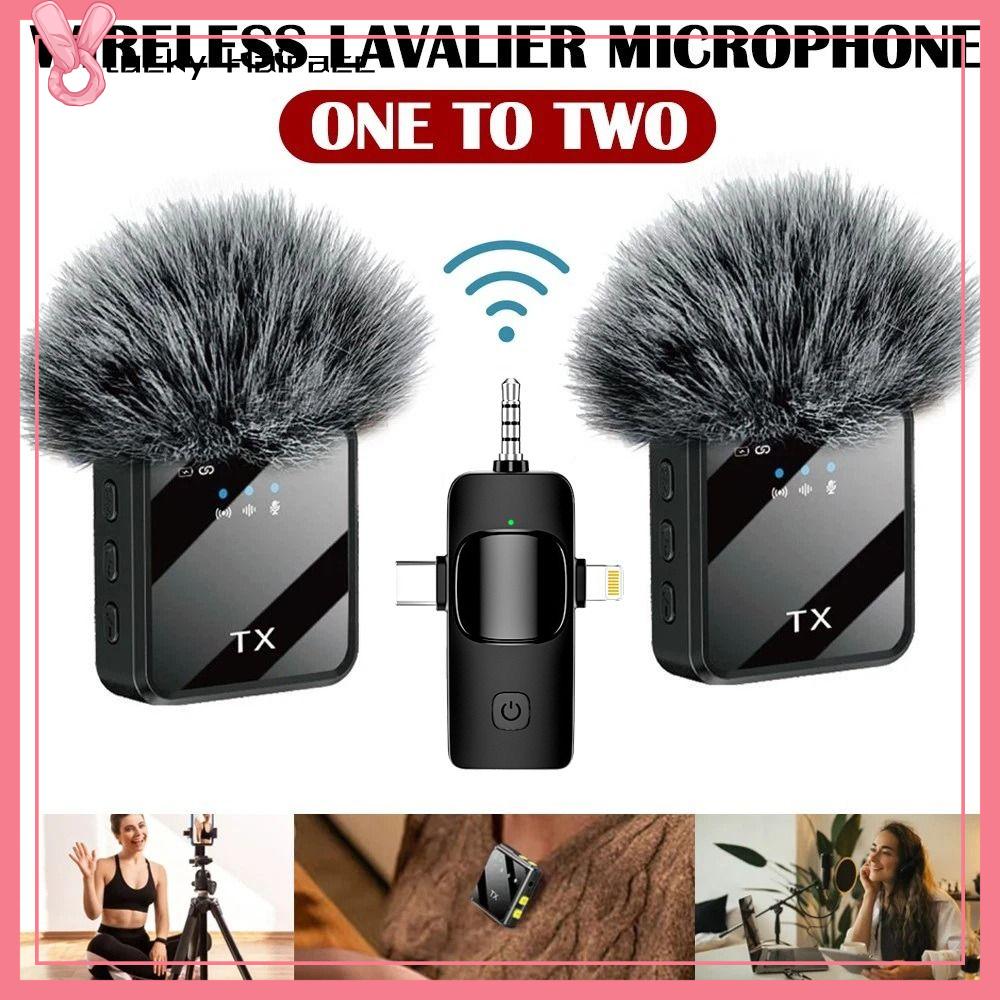 LUCKY HAIRACC Thiết kế 3 trong 1 Micro không dây đeo cài áo Sạc Type-C Di động Mic giảm tiếng ồn Đang ghi âm Khử tiếng ồn Micro thu âm video Quay video