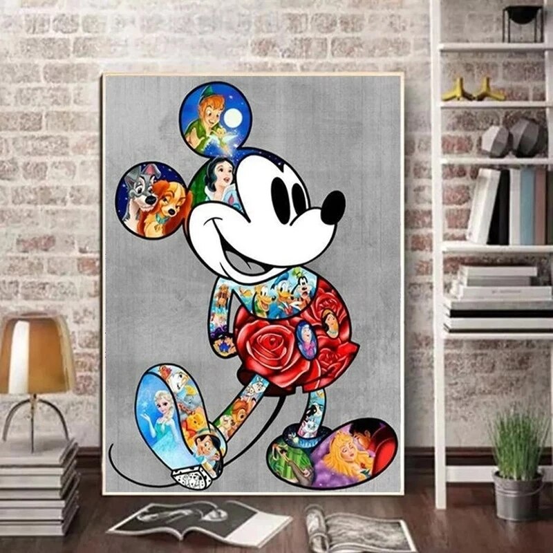  Mickey Art Panel Art Poster Interior Wood Grain