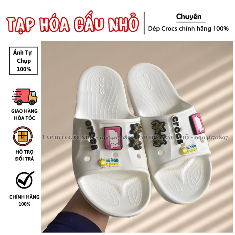 |CHÍNH HÃNG |Dép LÊ CROCS SLIDE Quai Ngang Chính Hãng Cao Cấp lỗi vết cắt, hàng siêu bền, kháng khuẩ