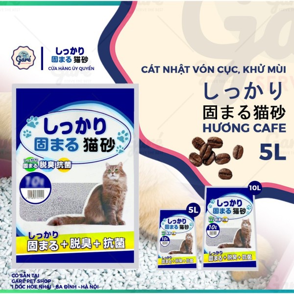 [Túi 5l và 10l] Cát vệ sinh cho mèo nhật trắng, vón cục tốt, khử mùi hiệu quả