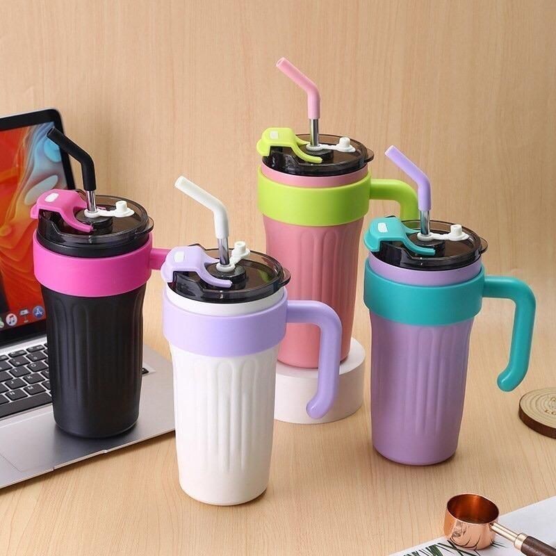 Bình Nước Giữ Nhiệt Bằng Có Quai Cầm 860ml Lõi Inox 316 Thiết Kế Nhỏ Gọn Kèm Ống Hút Inox Simba Có Sỉ