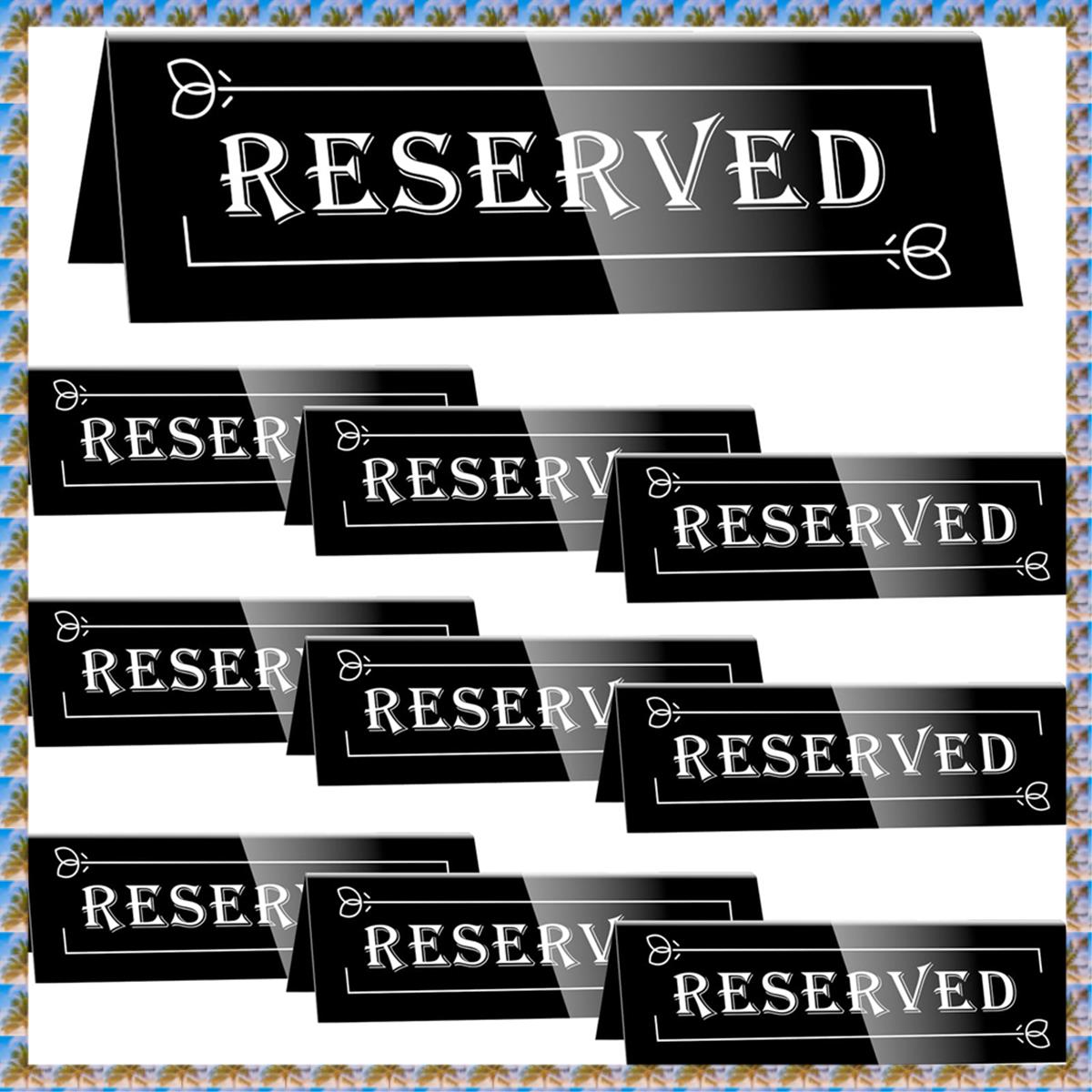 (IDOQ) 10PCS Reserved Table Signs Acrylic Guest Reservation Table Tents Sign Waterproof Background D