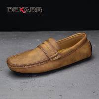 DEKABR Fashion Men Shoes Leather Casual Shoes Classic Mens Loafers Slip On Mens Driving Shoes Plus Size 49