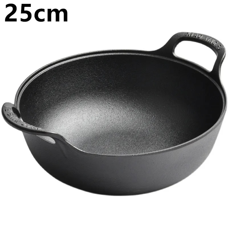 【HOT】 25cm Pre-Seasoned Cast Casserole Dish With Loop Handle 3 Qt Saucepan Heavy Soup Pot Dutch Oven Kitchen Utensil Grilling Wok