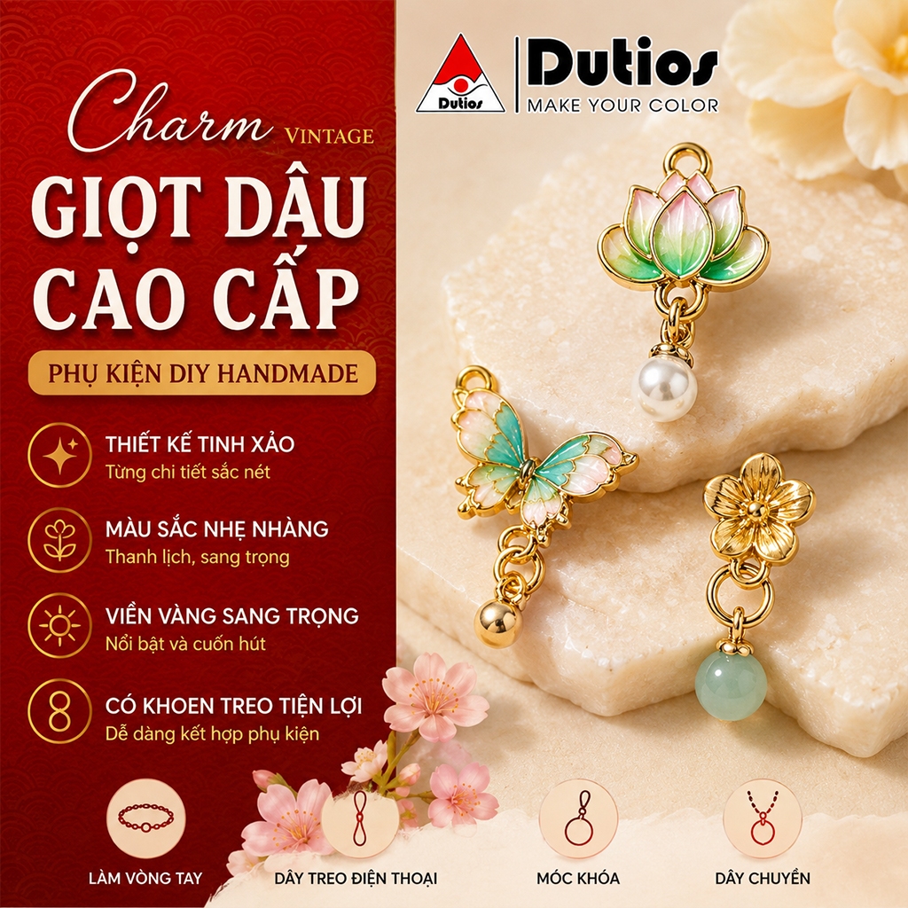 [Dutios] Charm Giọt Dầu Vintage Phụ Kiện DIY Làm Vòng Tay Dây Treo Điện Thoại Trang Sức CGD001