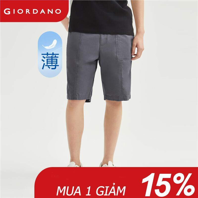 GIORDANO Men Shorts Half Elastic Waist 100% Cotton Relaxed Summer Shorts