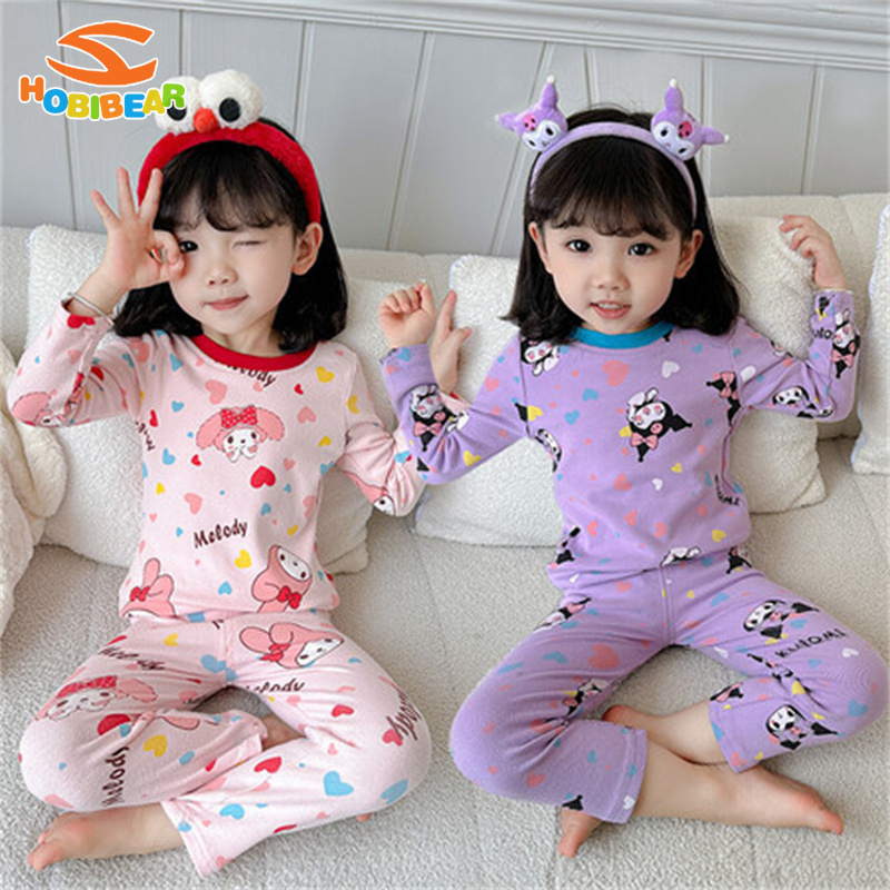HOBIBEAR Children's Cute Cartoon Pajamas Set Girls' winter German velvet long-sleeved thermal underwear Stretch fabrics Soft and comfortable ราคา 159 บาท*ส่งฟรี