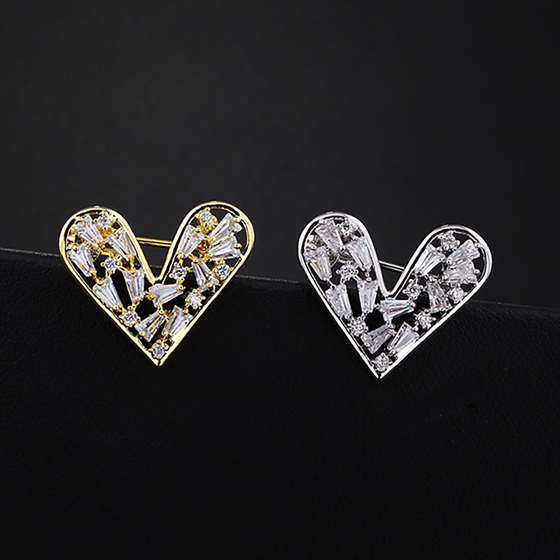Gwuqu Thời trang Rhinestone tình yêu trái tim trâm cài cho phụ nữ bên Hàng may mặc trang sức phụ kiện Quà Tặng