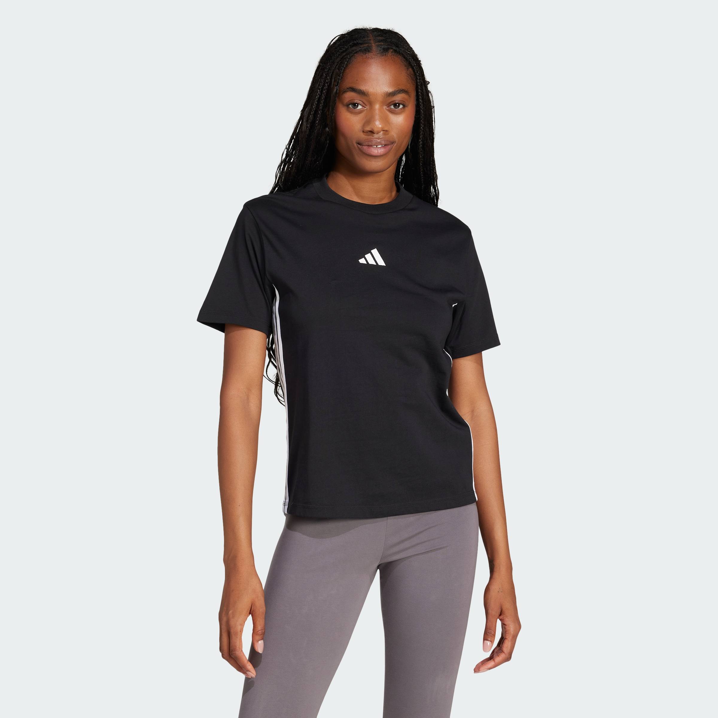adidas Lifestyle Essentials 3-Stripes Cotton Tee Women Black JD0846