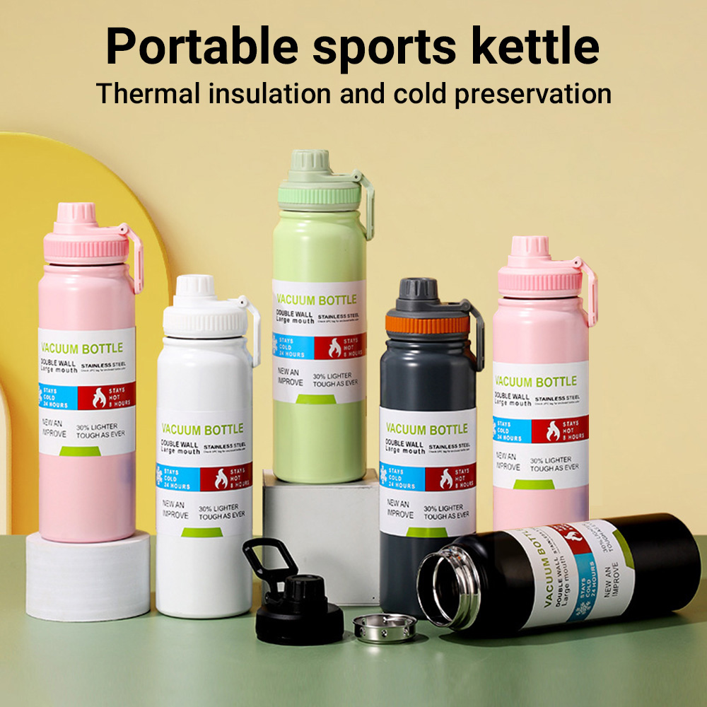 VIVOLILV กระติกน้ำอุณหภูมิร้อนและเย็น 600ml 800ml 1000ml สแตนเลส กระติกน้ำสแตนเลสเกรด316 เก็บเย็นยาวนานข้ามวัน ฝากันหก100% แก้วมัคท่องเที่ยวร้อน/เย็นพร้อมหูจับ ราคา 109 บาท*ส่งฟรี