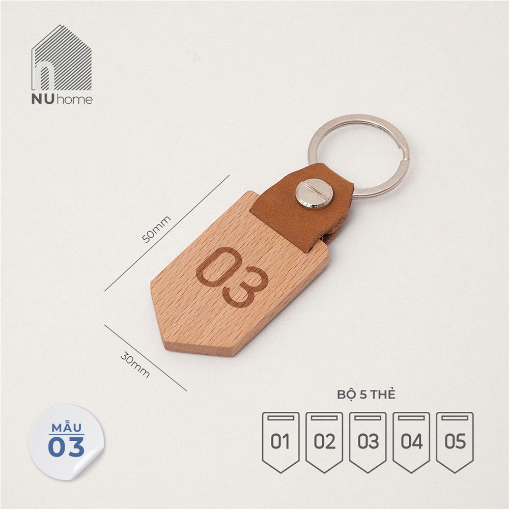 Bộ 5 móc treo chìa khóa bằng gỗ | NU Home | Móc treo chìa khóa tủ locker móc treo chìa khóa phòng