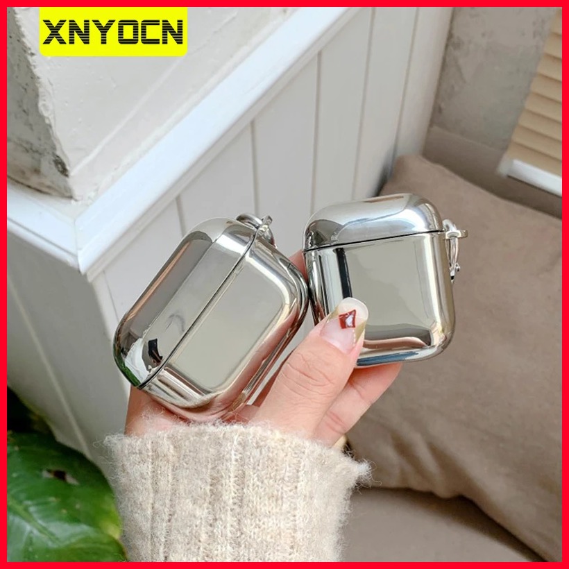 【HOT PPSPFHEF 108】 Xnyocn Electroplate Earphone Case For Airpods 1 2 3 Simple Protective Cover For Airpods Pro Case Silver Metal With Keychain Box