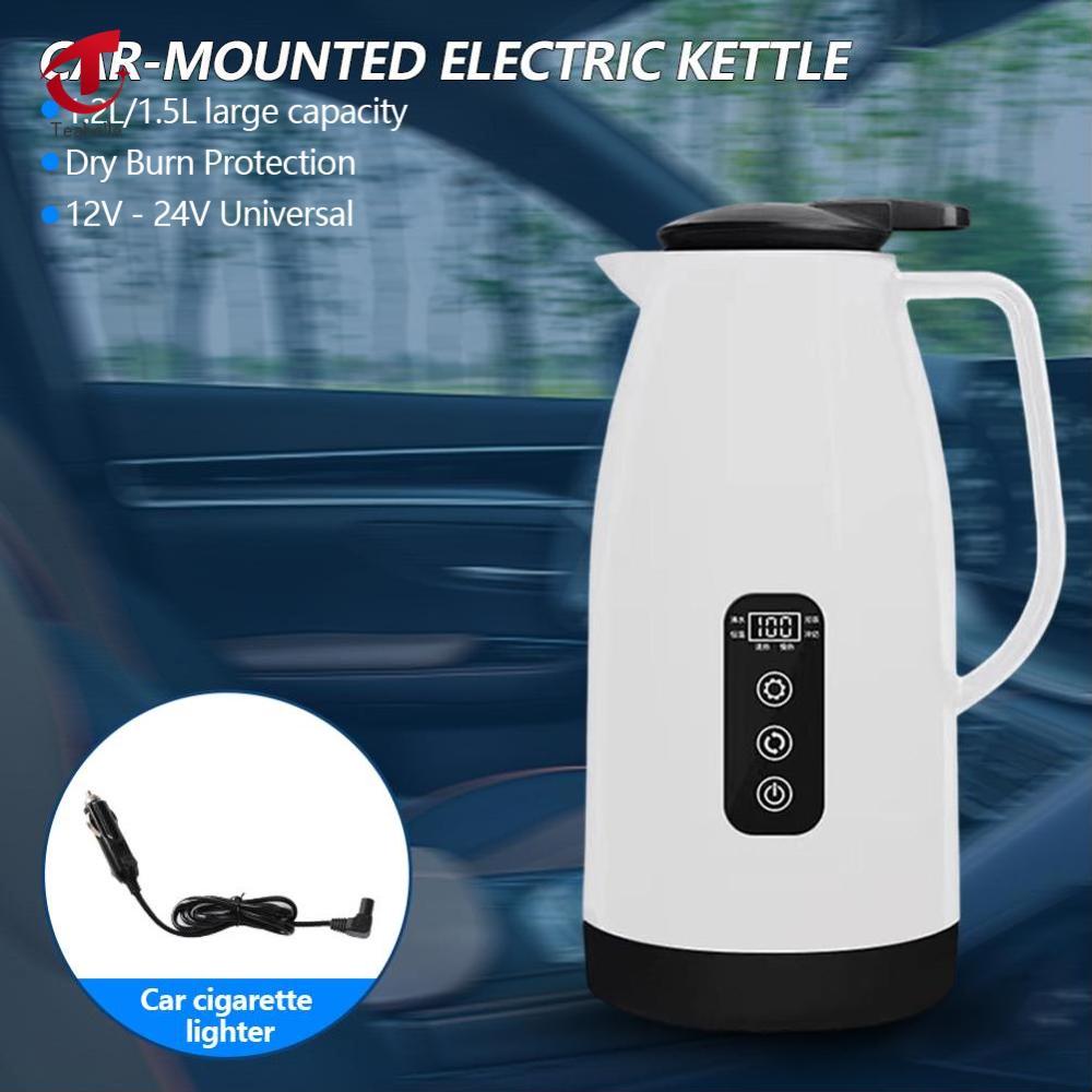 Bình giữ nhiệt xe hơi thông minh dung tích lớn thông dụng 1,2L 1.5L Cốc giữ nhiệt ô tô Ấm đun nước điện xe hơi 12V/24V bình đun nước bằng thép không gỉ cho xe tải du lịch xe văn phòng