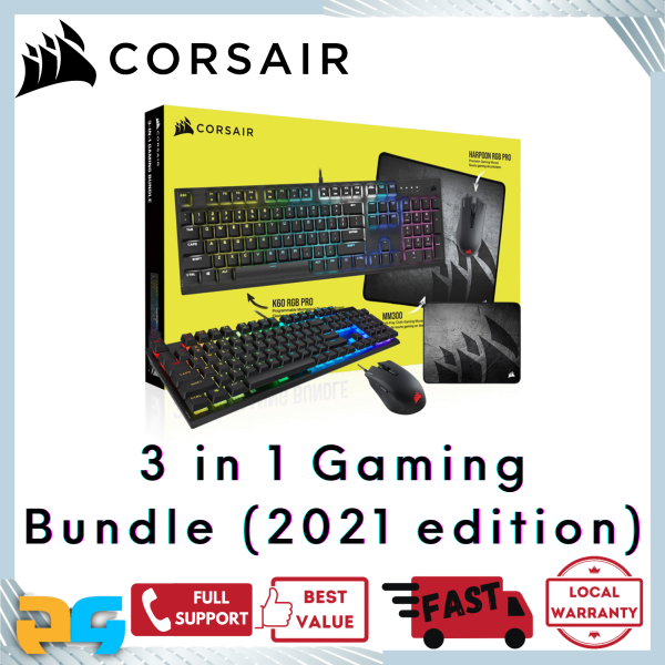 Corsair 3 in 1 Gaming Bundle (2021 Edition) K60 Pro / Harpoon RGB Mouse / MM300 Mousepad Singapore