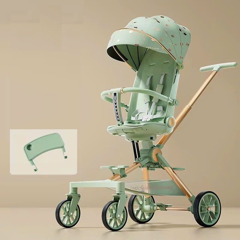 Xe đẩy 2 chiều gấp gọn cao cấp cho bé sơ sinh có bàn ăn dặm và đệm lót cho bé_Hulk.Kids - 6