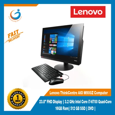 Lenovo ThinkCentre AIO M900Z Computer | 23.8" FHD Display | 3.2 GHz Intel Core i7-6700 Quad-Core | 16GB Ram| 512 GB SSD | DVD | FREE Keyboard and Mouse