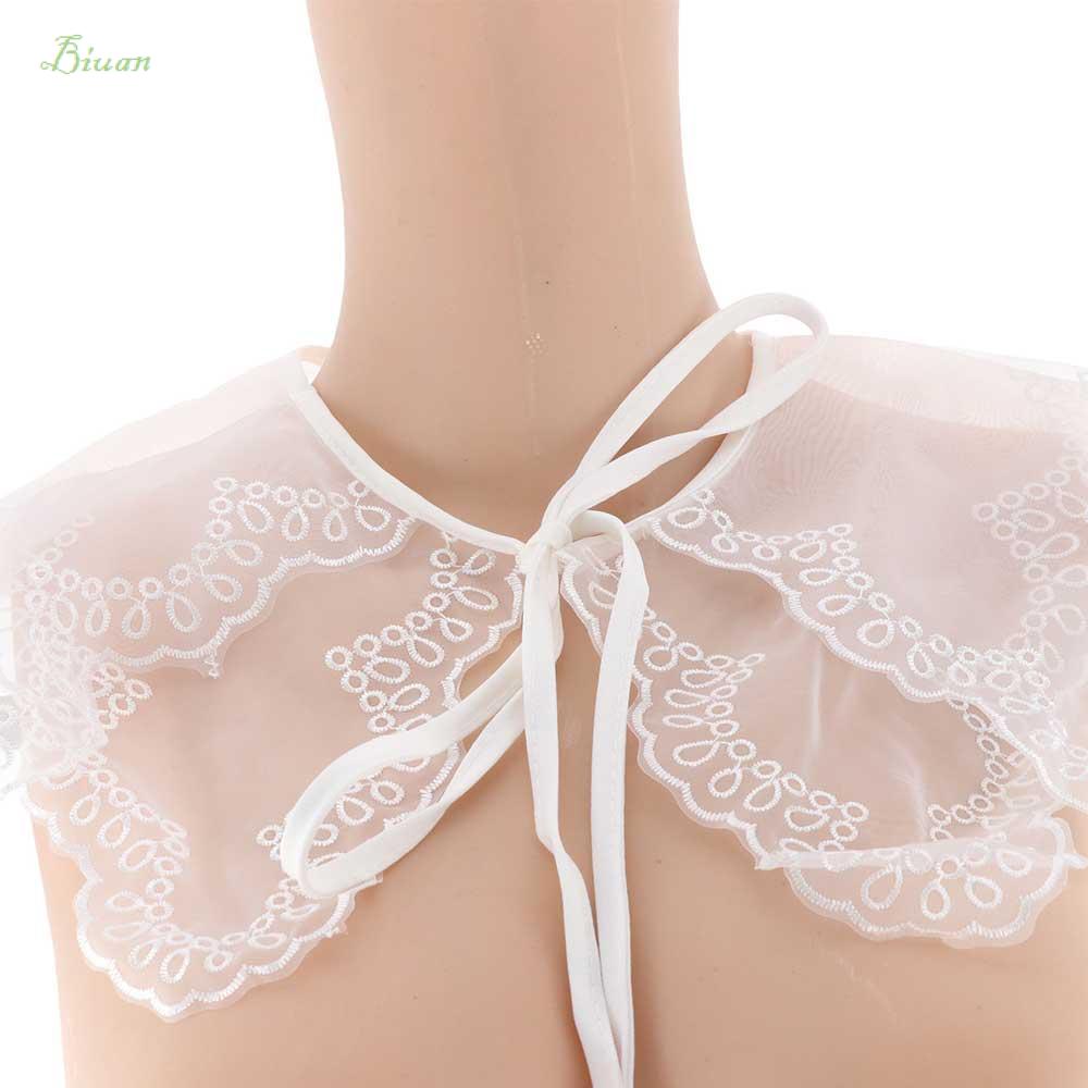 BIUAN Bông Ren Rỗng Cô gái Thêu thùa Đính đá Trang trí quần áo May quần áo Cổ áo giả Đường viền cổ r
