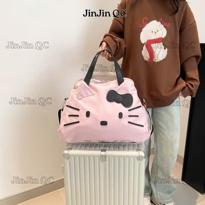 Túi đựng đồ Jinjin túi xách hành lý dung tích lớn, Túi đeo chéo một vai Hello Kitty dễ thương JinJinQC