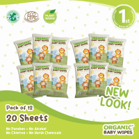 ORGANIC BABY WIPES 20s Nature PACK OF 12
