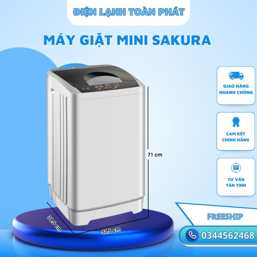 Máy giặt mini sakura Chính Hãng tự động, trọng lượng có thể giặt 4-5kg ,thích hợp giặt đồ cho bé,gia