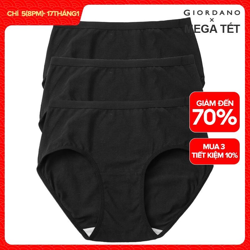 Quần lót Giordano Nữ cotton co giãn V3 thuần màu pack 3 chiếc.Free Shipping 13470002