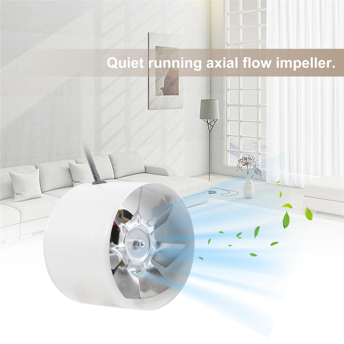 I1220V Inline Duct Fan Booster Exhaust Blower Air Cooling Vent White