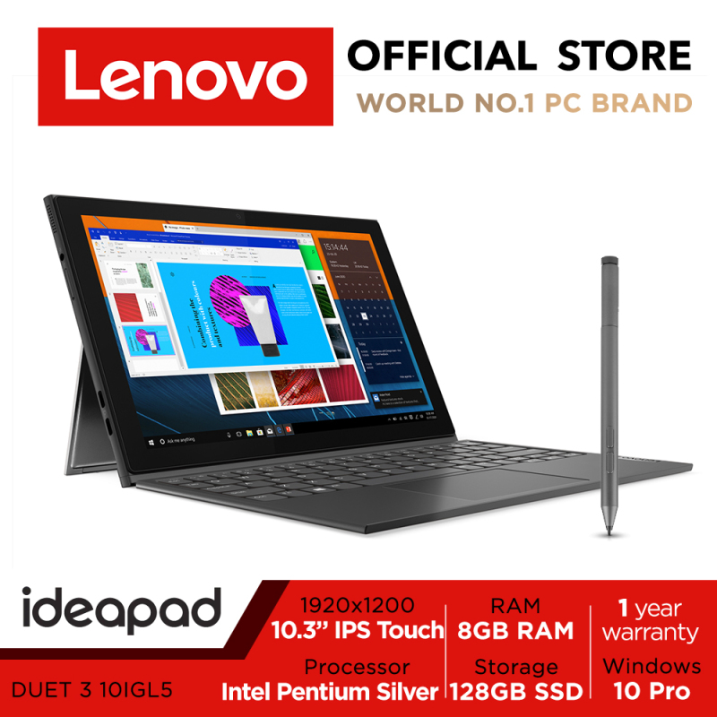 Lenovo ideapad Duet 3i Pentium 8GB RAM 82AT007GSB | 10IGL5 | 2-1 detachable | 10.3 WUXGA (1920x1200) IPS | Intel Pentium Silver | 8GB RAM | Win10 Pro